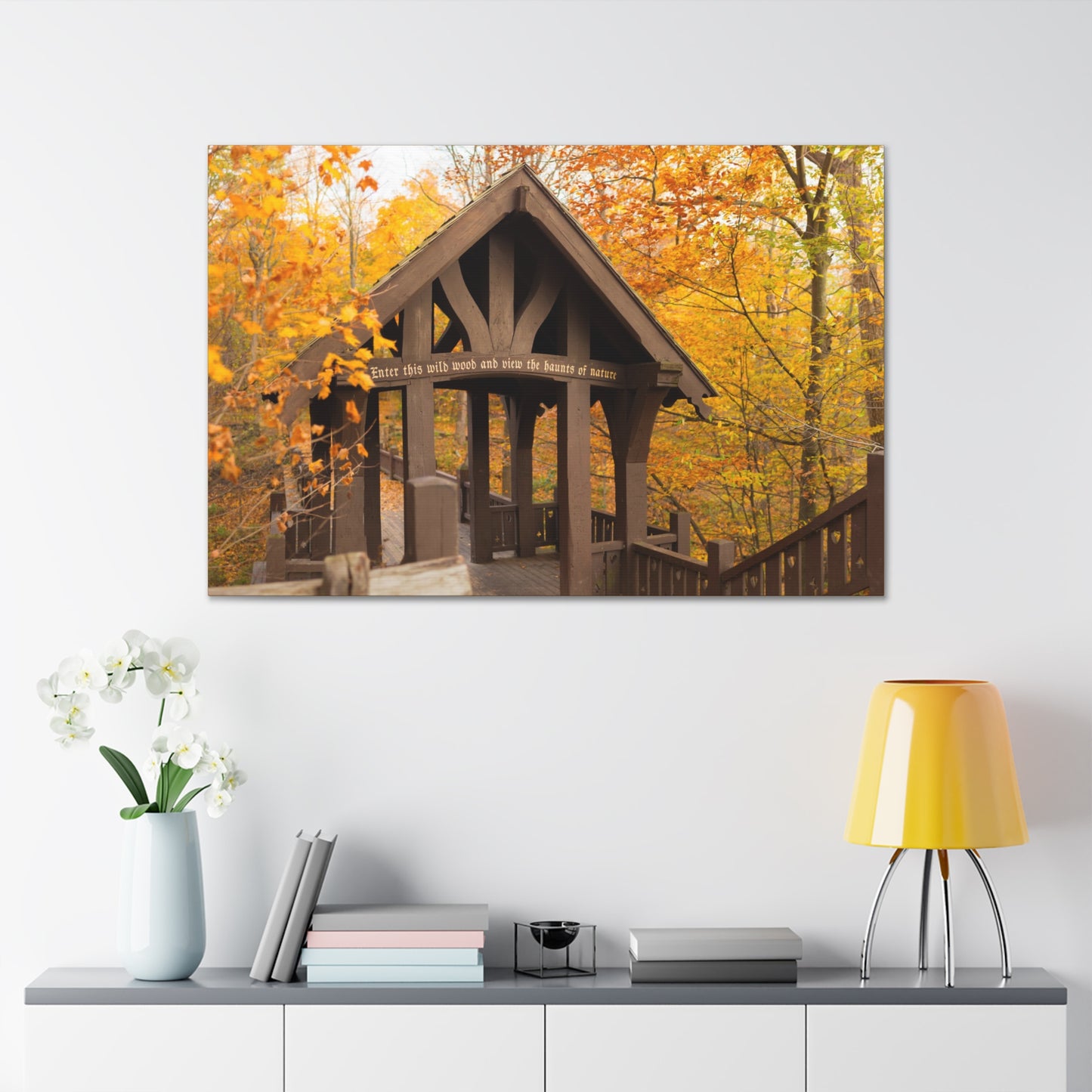 7 Bridges Trail’s Covered Bridge at Grant Park in South Milwaukee Wisconsin, Photography Canvas Wrap Wall Art