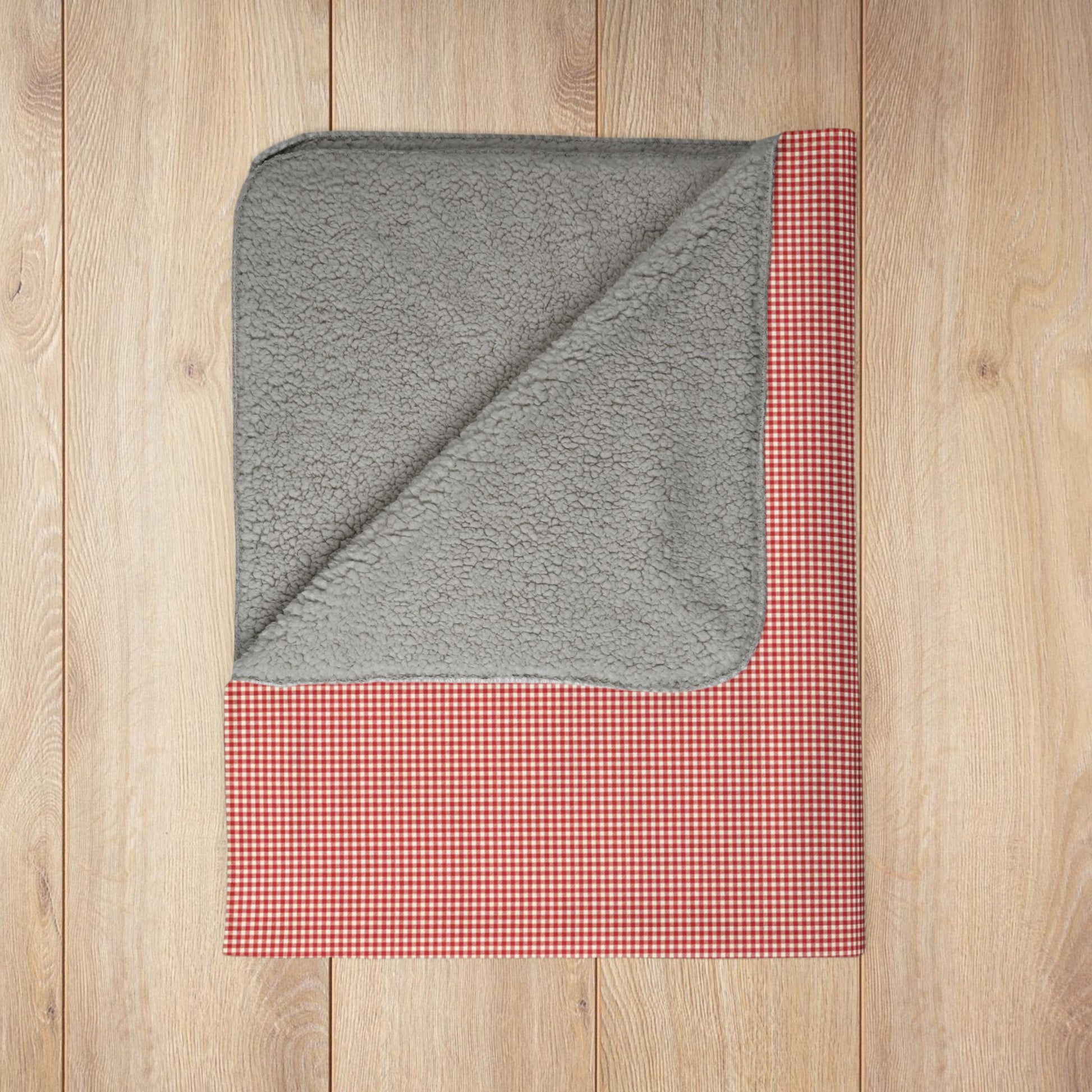 Red & Cream Gingham Fleece Sherpa Blanket