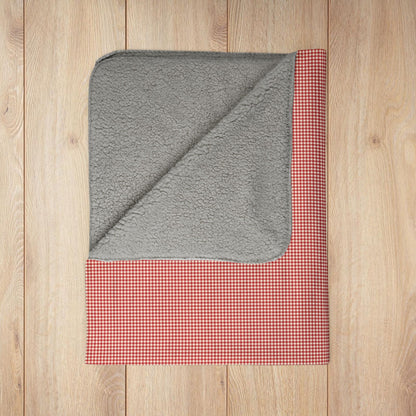 Red & Cream Gingham Fleece Sherpa Blanket