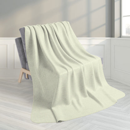 60" × 80" Grey Light Green & Cream Gingham Fleece Sherpa Blanket