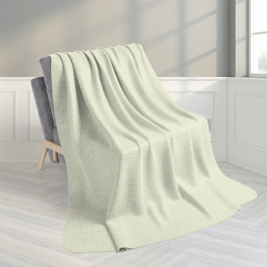 60" × 80" Grey Light Green & Cream Gingham Fleece Sherpa Blanket