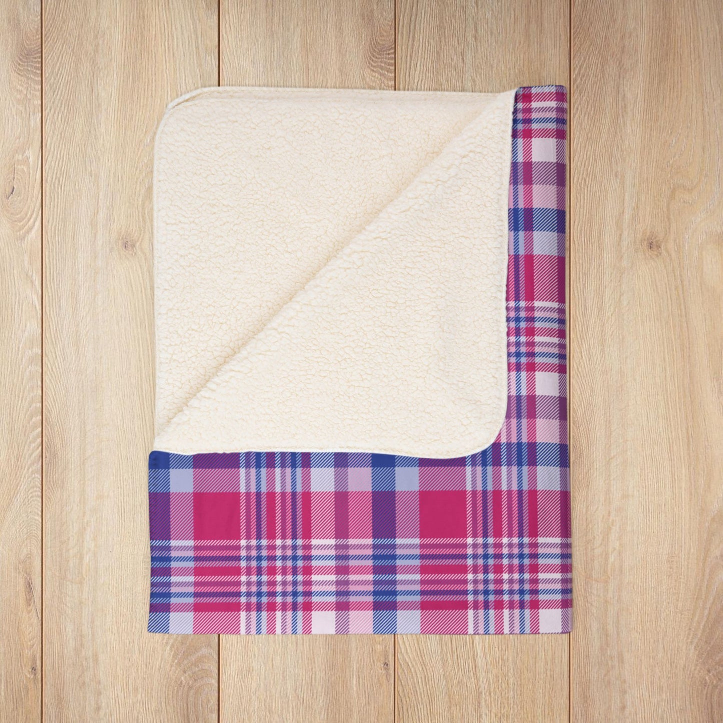 Bisexual Pride Plaid Fleece Sherpa Blanket