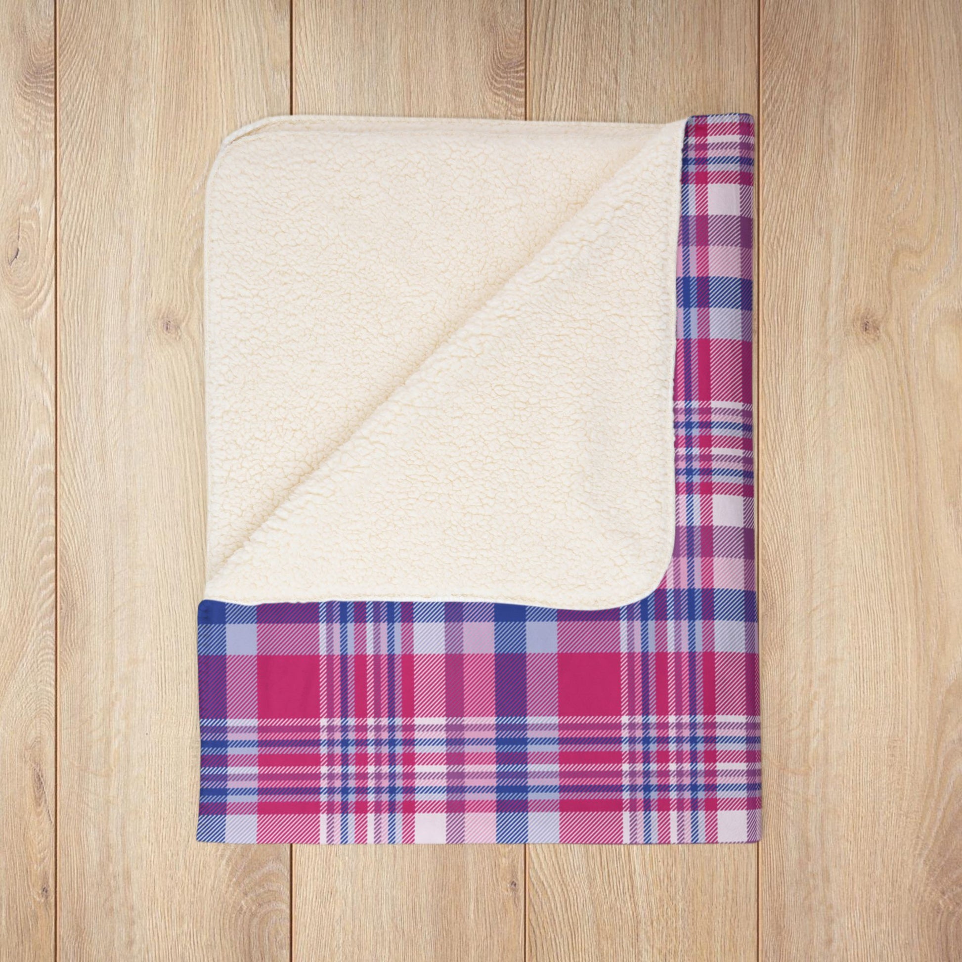 Bisexual Pride Plaid Fleece Sherpa Blanket