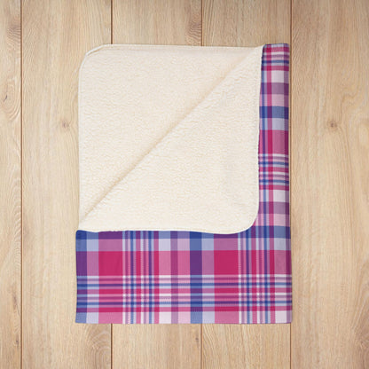 Bisexual Pride Plaid Fleece Sherpa Blanket