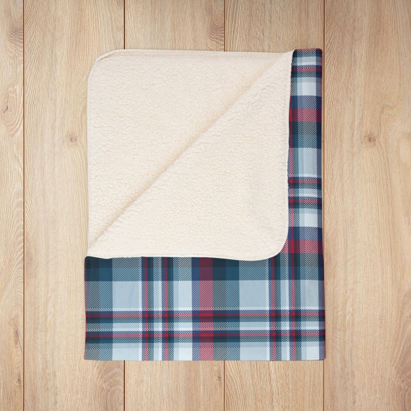 Nautical Blue Plaid Fleece Sherpa Blanket
