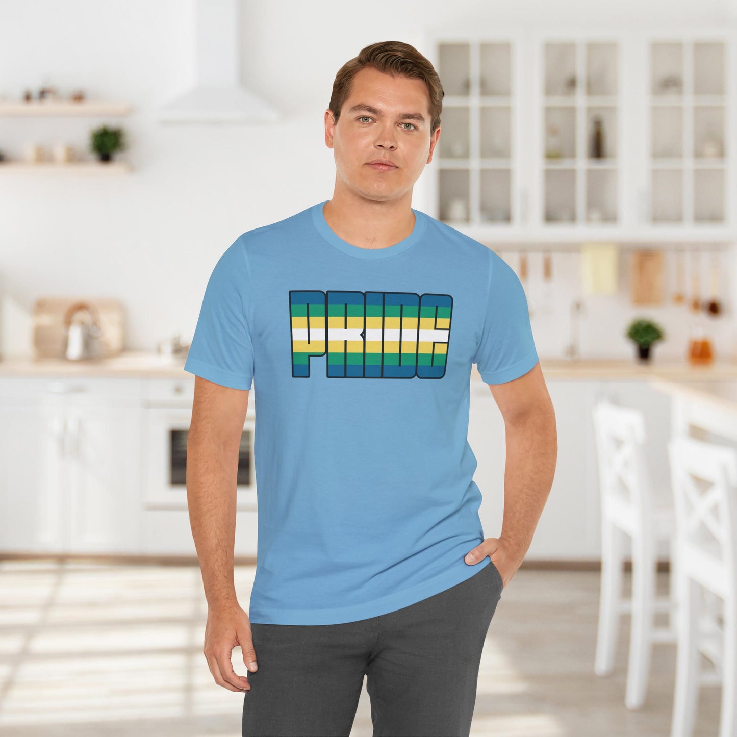 Ocean Blue Non-Binary Boy Pride Tee
