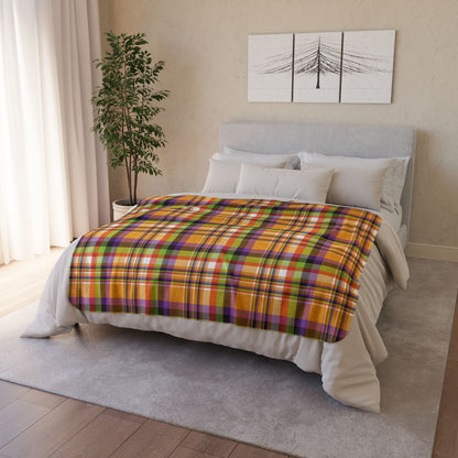 Halloween Colors Plaid Fleece Sherpa Blanket