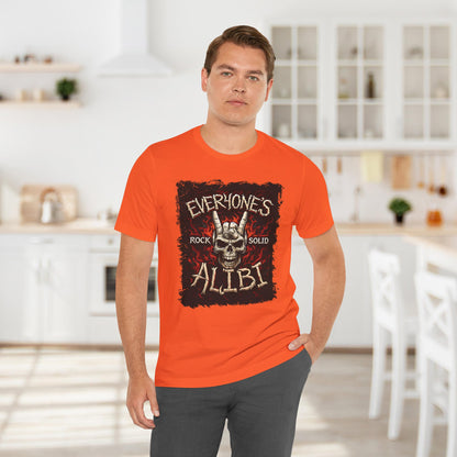Orange Everyone's Alibi Skull Hand T-Shirt