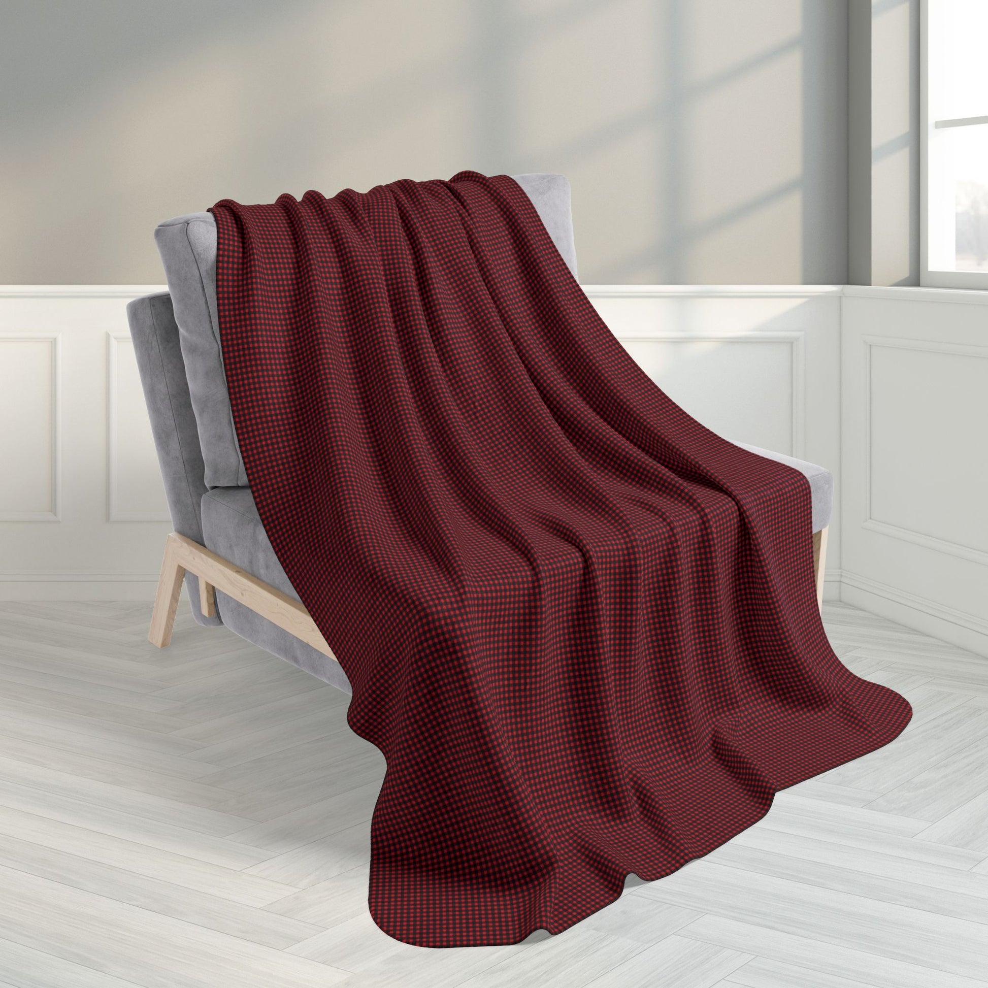 Red Buffalo Plaid Gingham Fleece Sherpa Blanket
