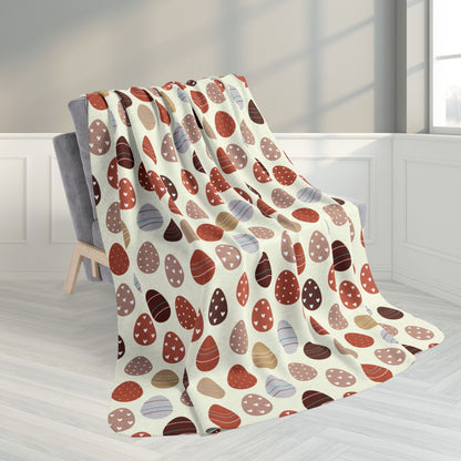 60" × 80" Grey Easter Eggs Cream Fleece Sherpa Blanket