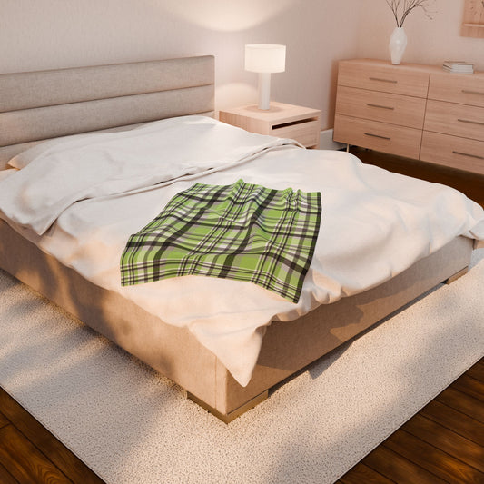 Agender Pride Plaid Velveteen Plush Blanket