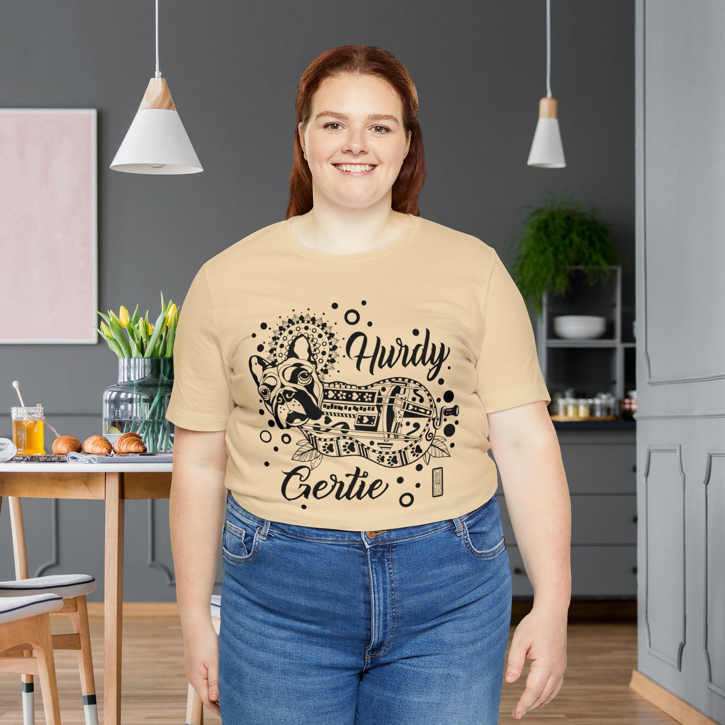 Hurdy Gertie Tee, Frenchton Dog Line Art Shirt