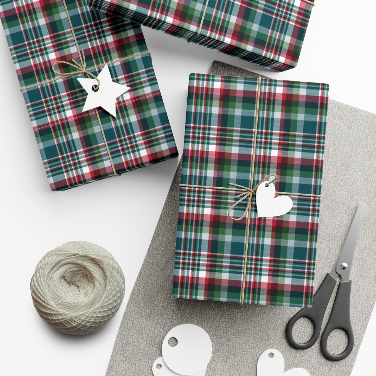 29'' x 72" Satin Christmas Midnight Green & Silver Philadelphia PA Plaid Gift Wrapping Paper Roll