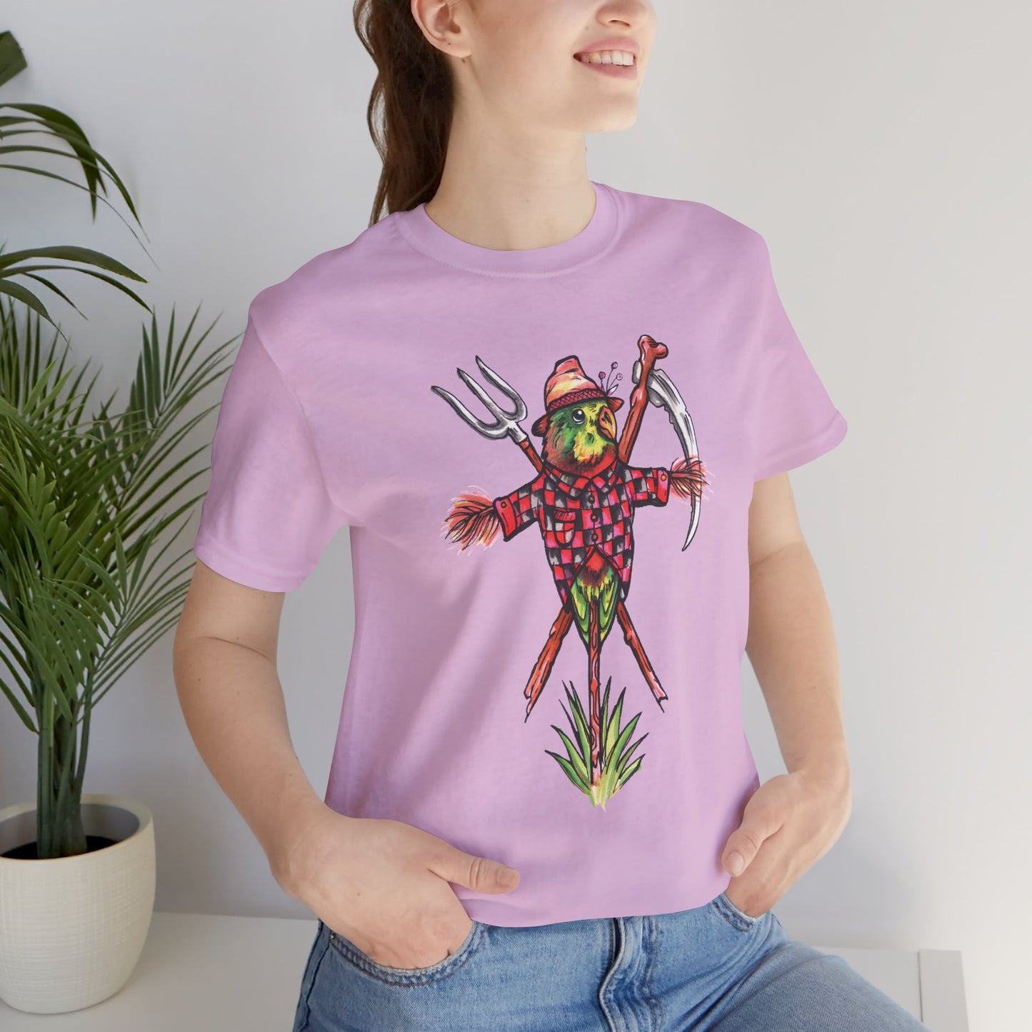 Scarecrow Lovebird, Hand-Drawn & Hand-Colored Tee