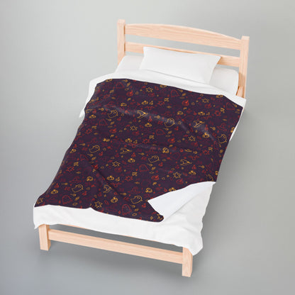 Halloween Maroon Multiolor Pattern Plaid Velveteen Plush Blanket