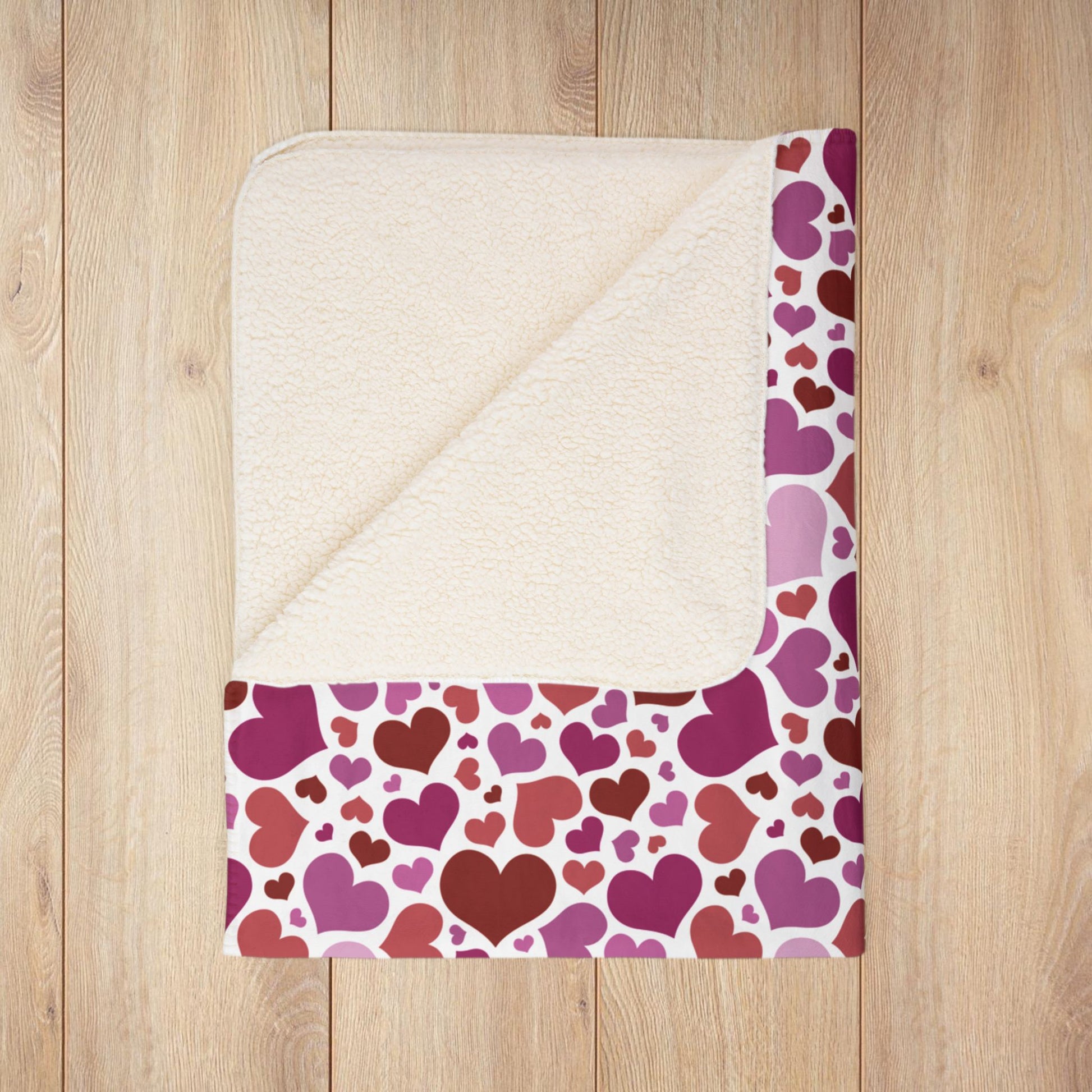 Lesbian Pink Pride Valentine’s Day Hearts White Fleece Sherpa Blanket