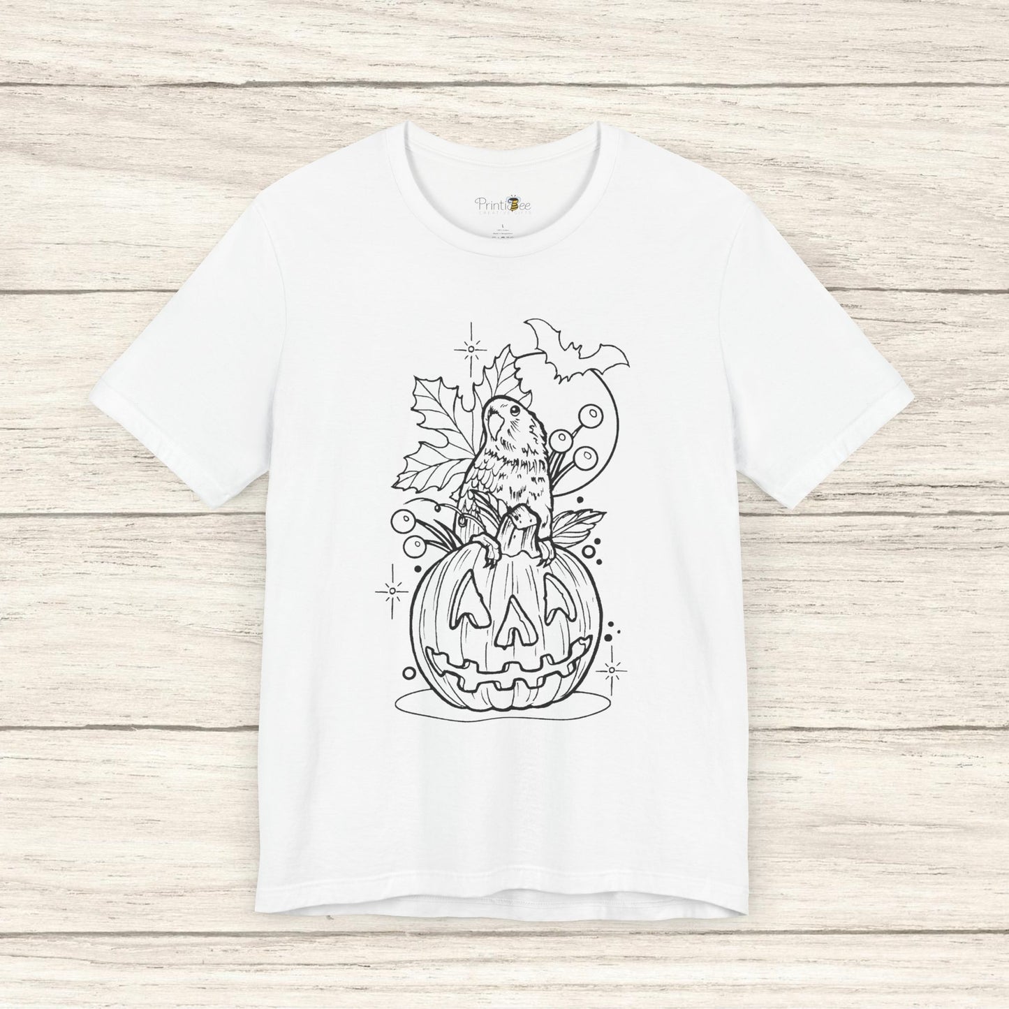 Lovebird on a Jack-o-Lantern, Line Art Tee