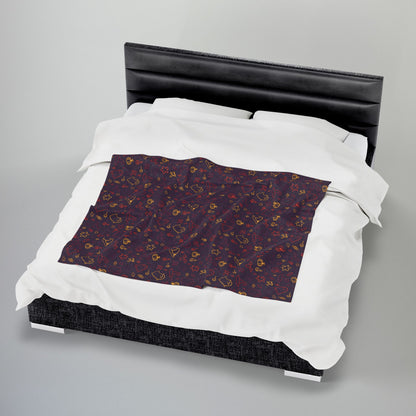 Halloween Maroon Multiolor Pattern Plaid Velveteen Plush Blanket
