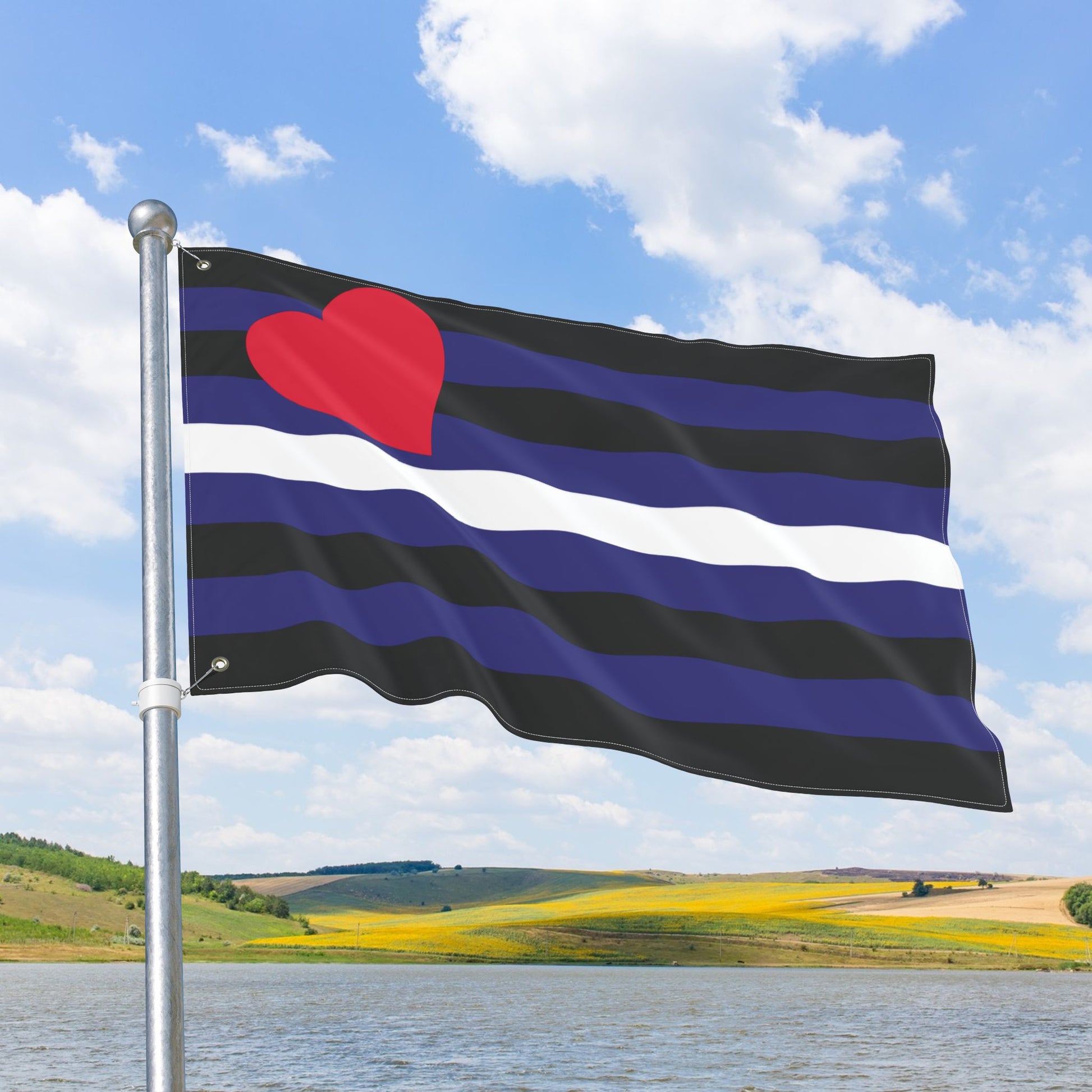 Leather Pride Flag, with Left or Right Side Grommets