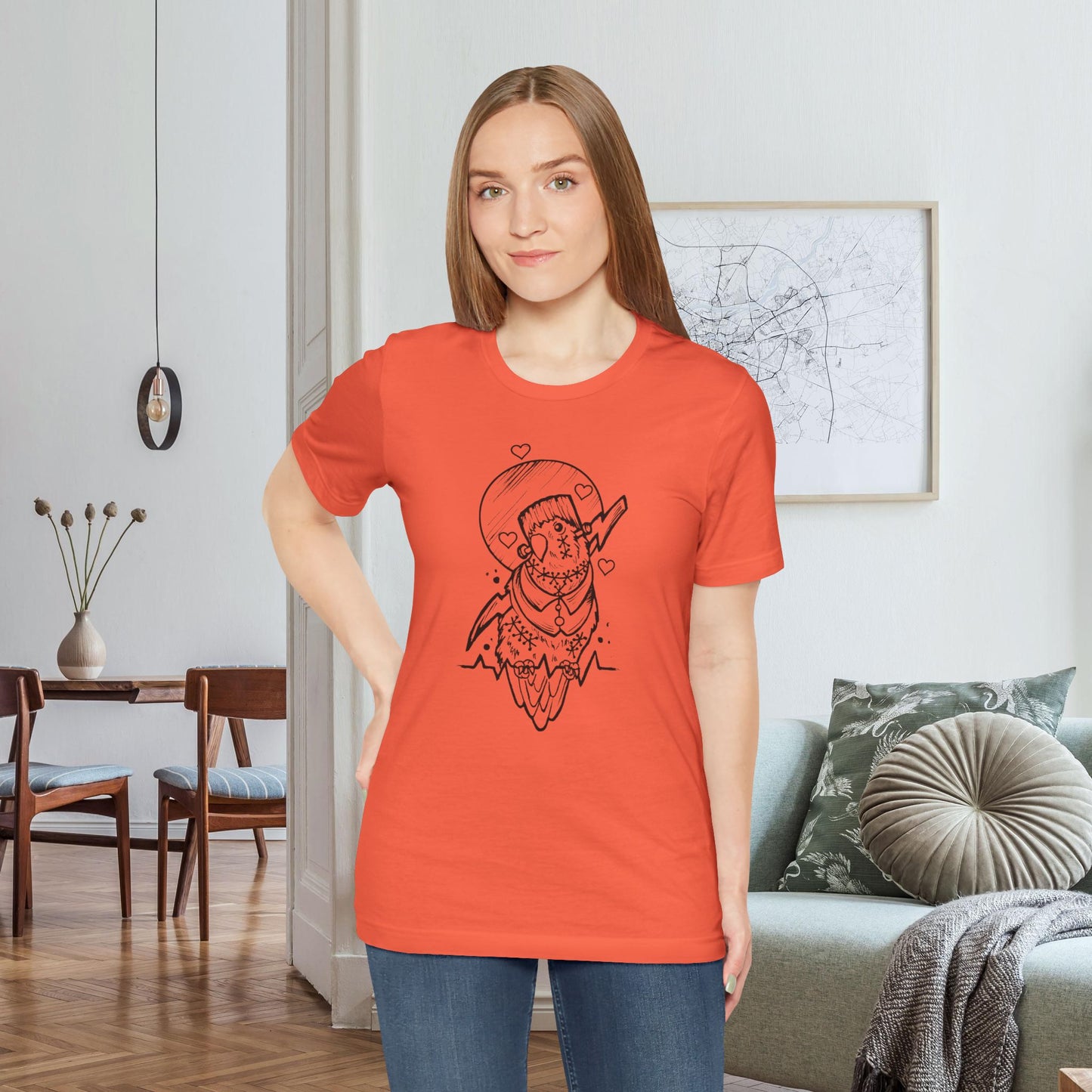 Frankenstein Lovebird, Line Art Tee