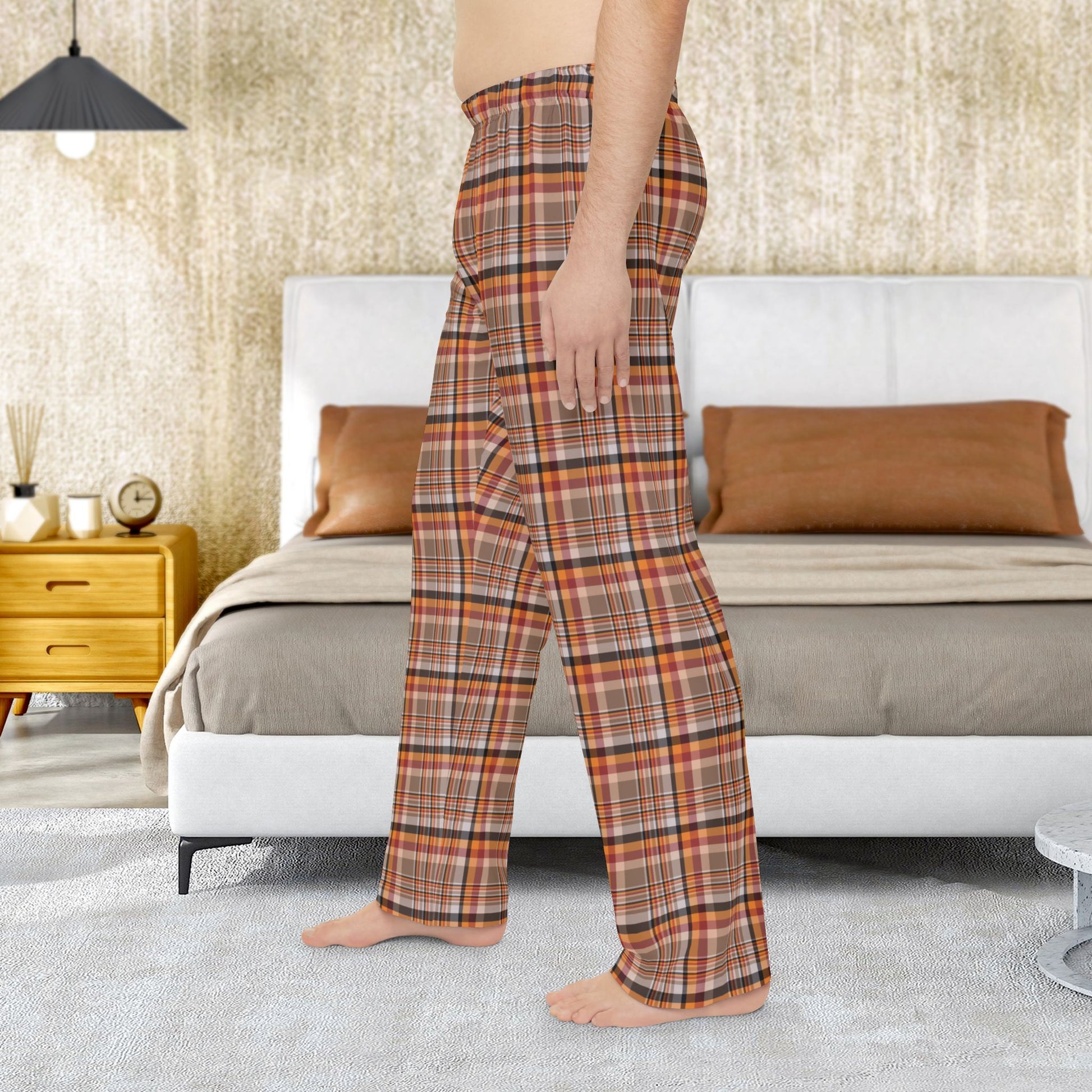 Men’s Brown, Red & Orange Ohio Plaid Pajama Pants