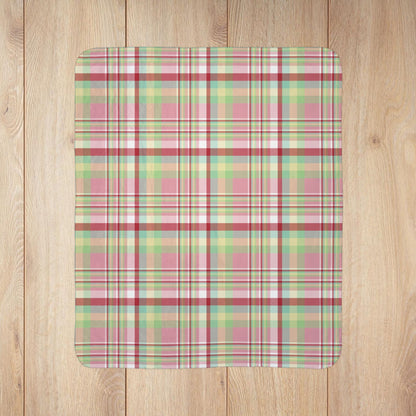 Christmas MCM Pink Plaid Fleece Sherpa Blanket