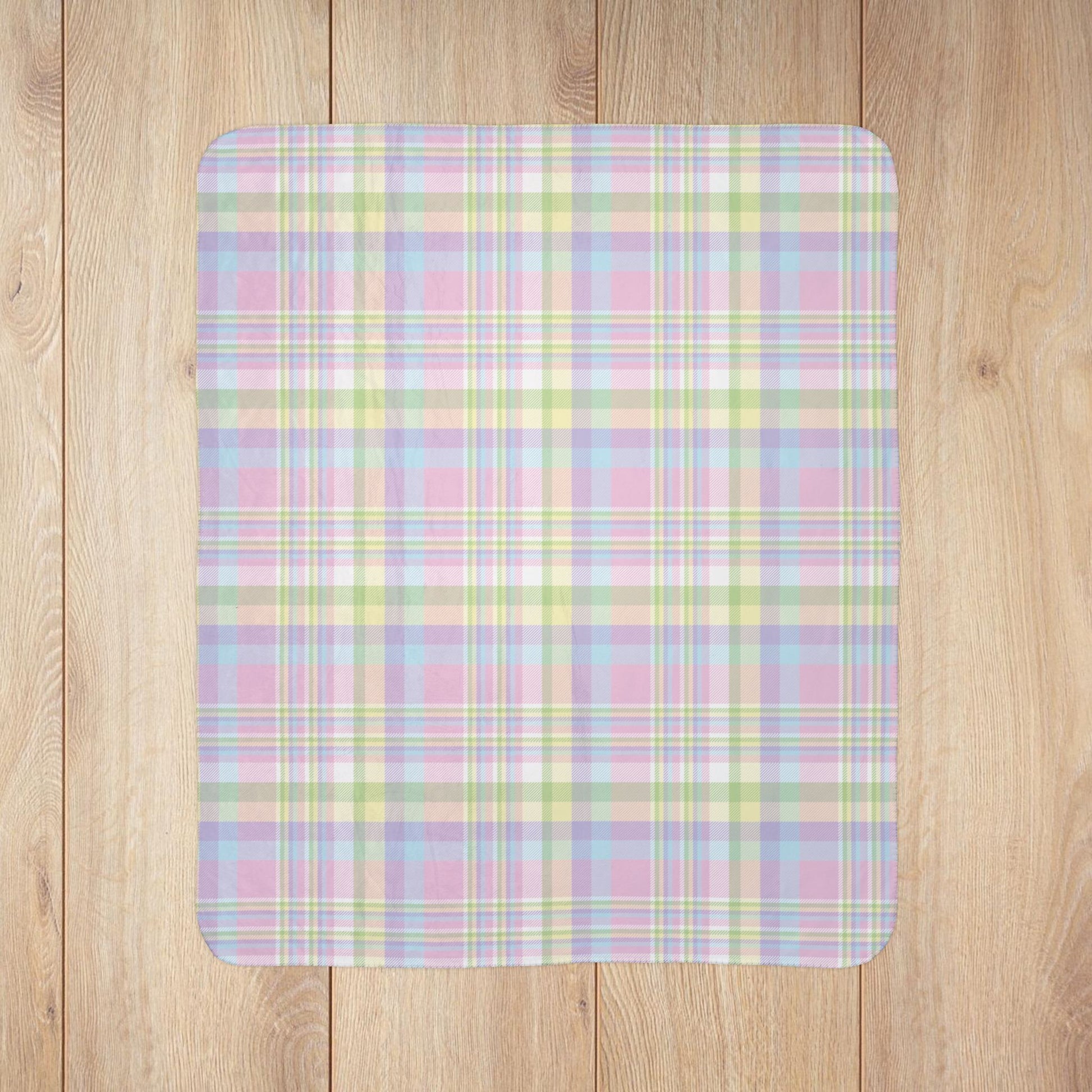 Easter Pastel Plaid Fleece Sherpa Blanket