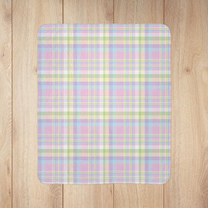 Easter Pastel Plaid Fleece Sherpa Blanket