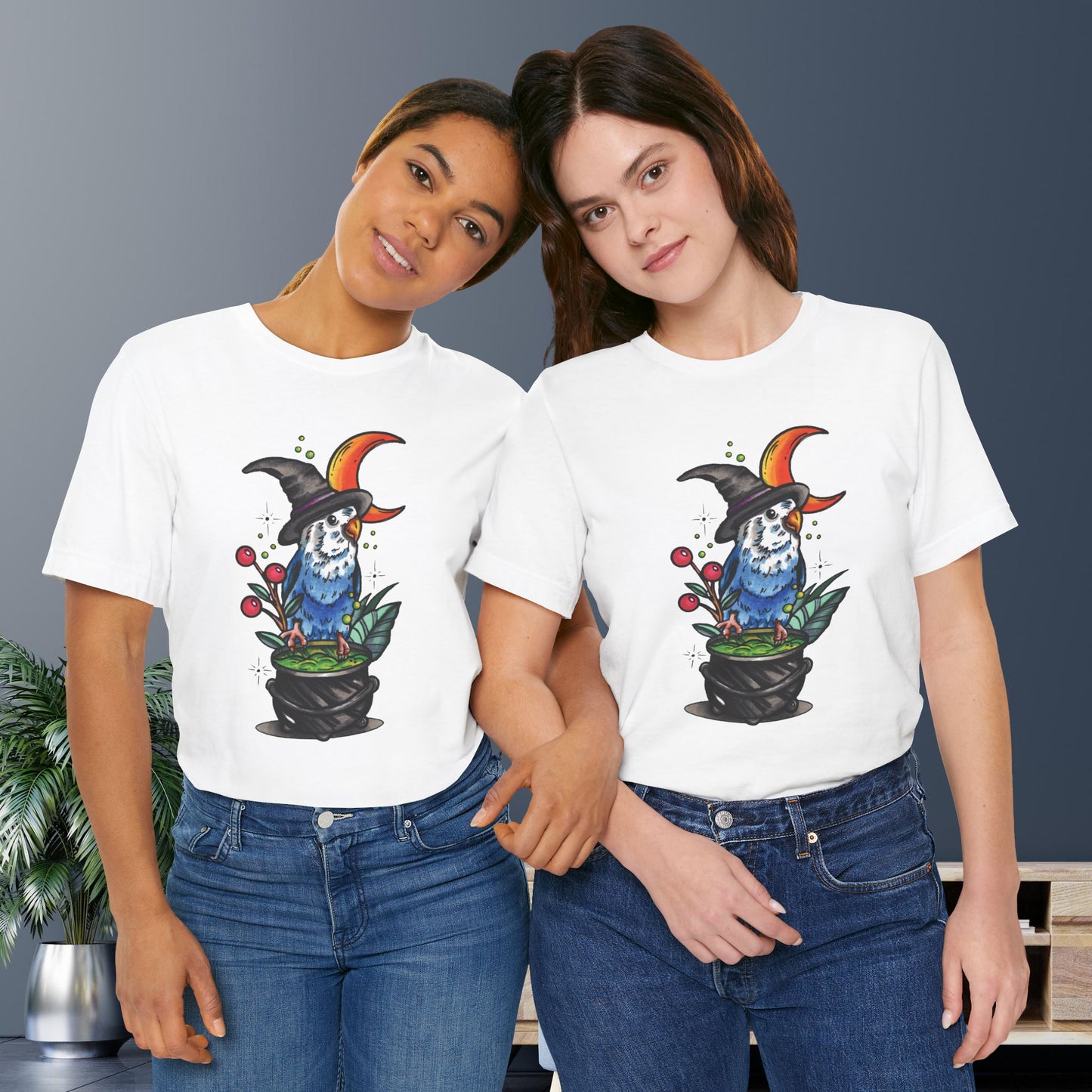 Lovebird Witch, Hand-Drawn & Hand-Colored Tee