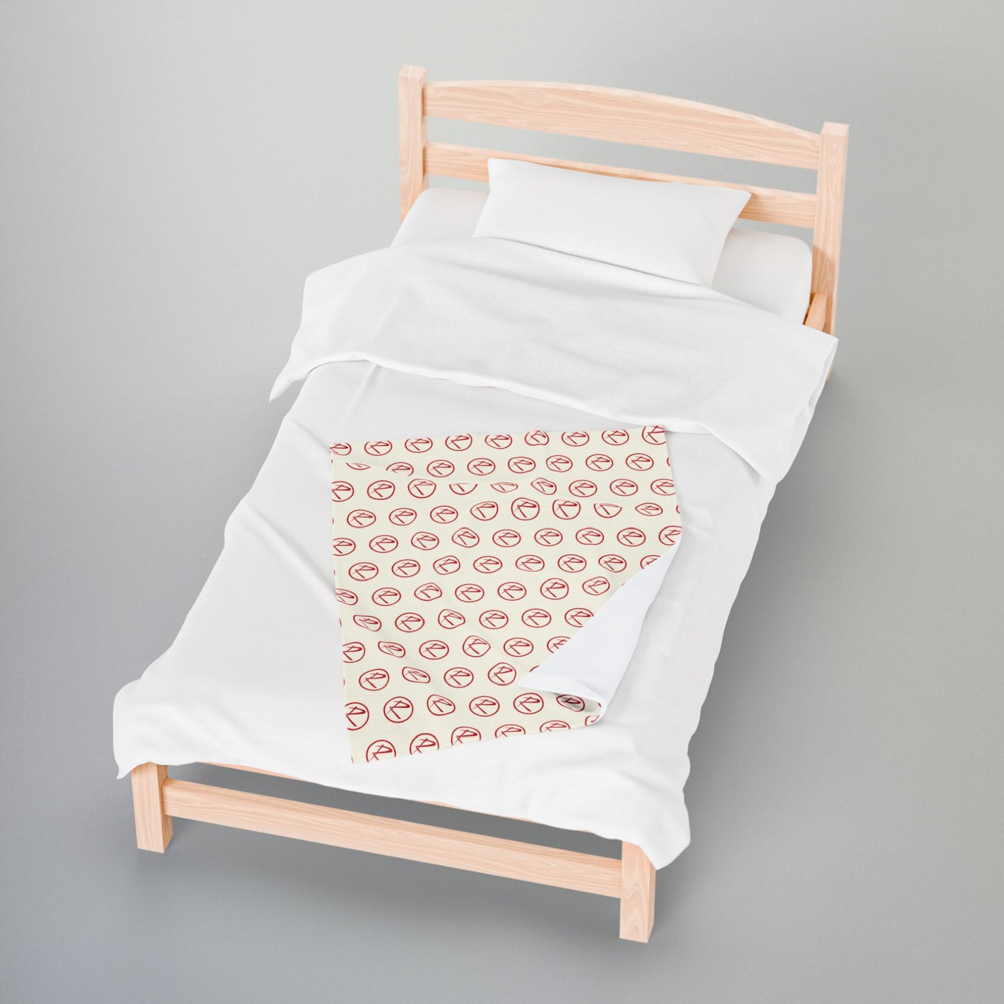 Red Rambler Logo Ivory Velveteen Plush Blanket