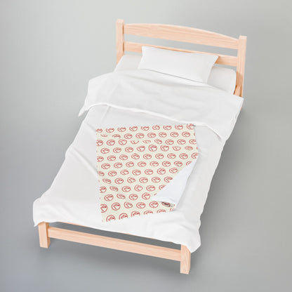 Red Rambler Logo Ivory Velveteen Plush Blanket