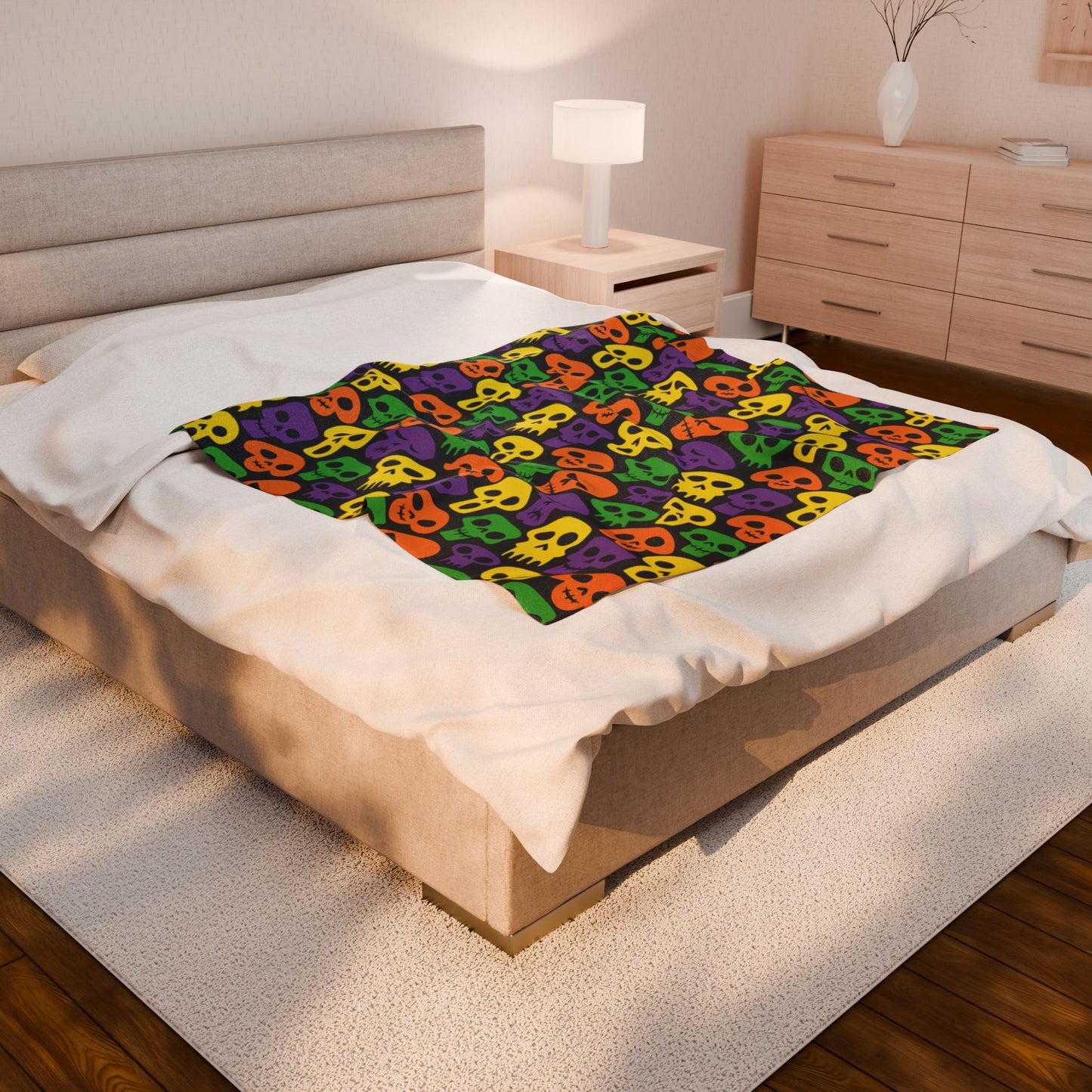 Halloween Skulls Velveteen Plush Blanket