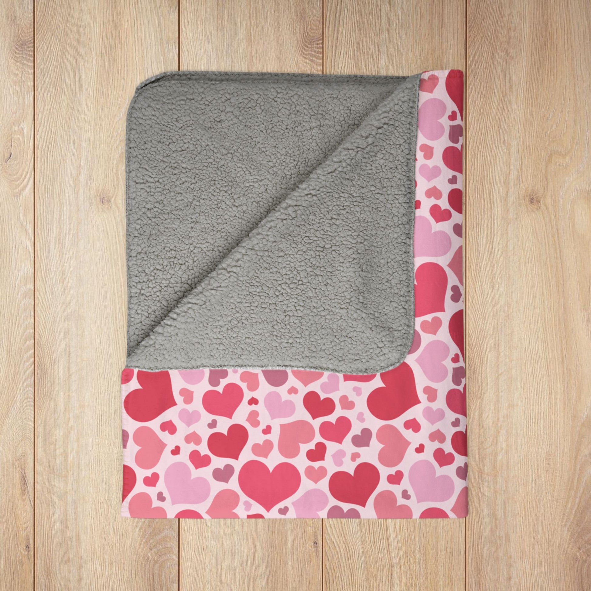 Full Hearts Valentine’s Day Pink Fleece Sherpa Blanket