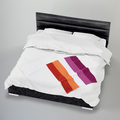 Lesbian Sunset Pride Flag Velveteen Plush Blanket