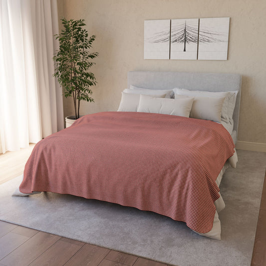 60" × 80" Beige Burgundy & Cream Gingham Fleece Sherpa Blanket