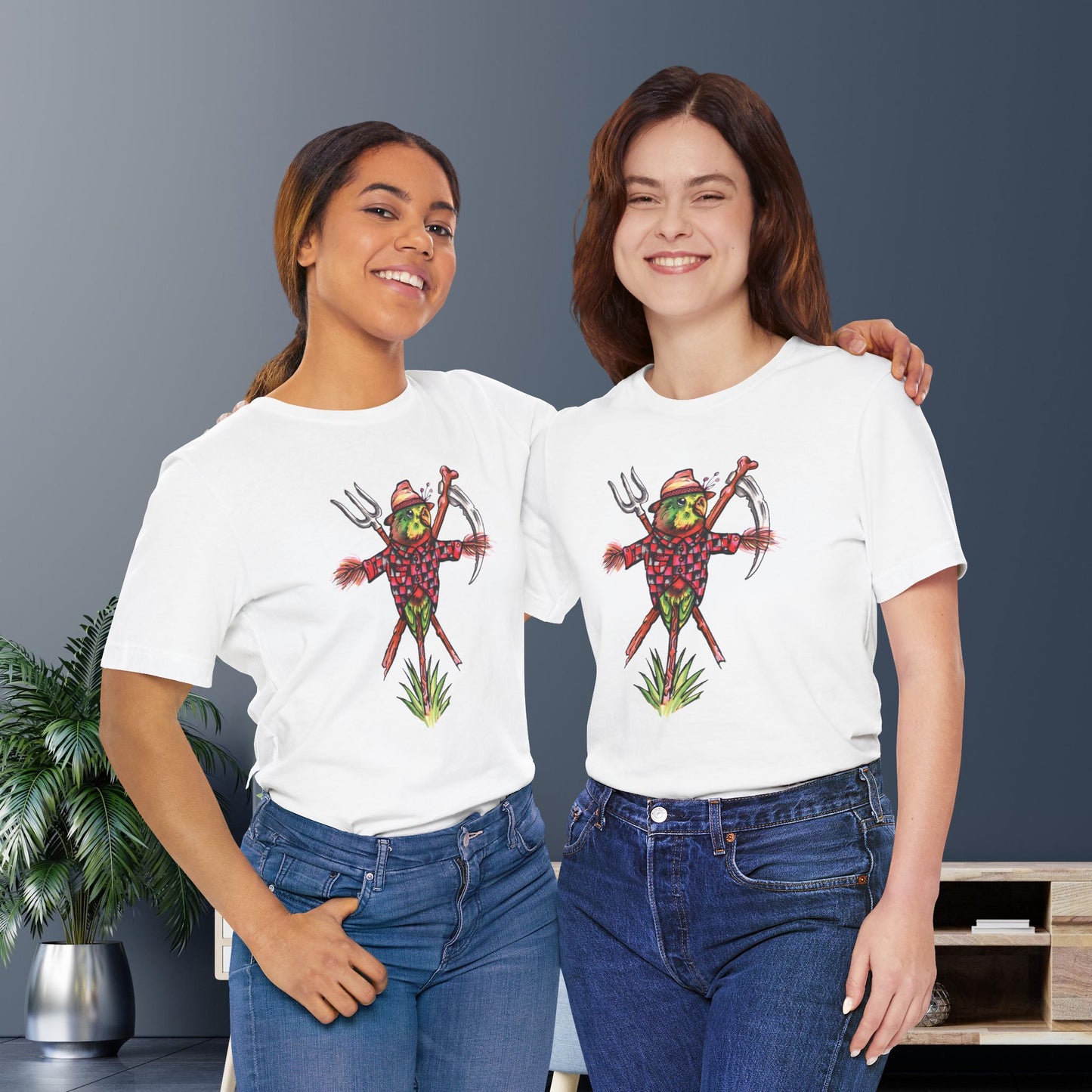 Scarecrow Lovebird, Hand-Drawn & Hand-Colored Tee