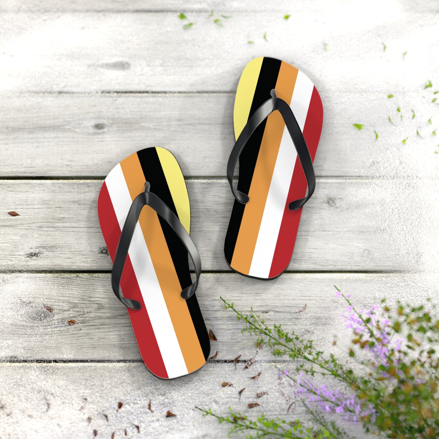 M Black sole Mutogender Pride Flip Flops
