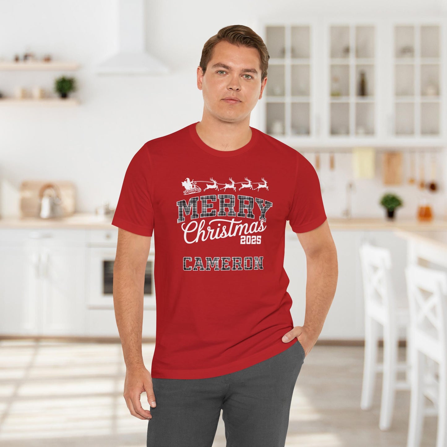 Custom Christmas Plaid Tee or Pajama Top