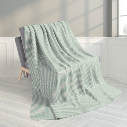 60" × 80" Grey Green & Cream Gingham Fleece Sherpa Blanket