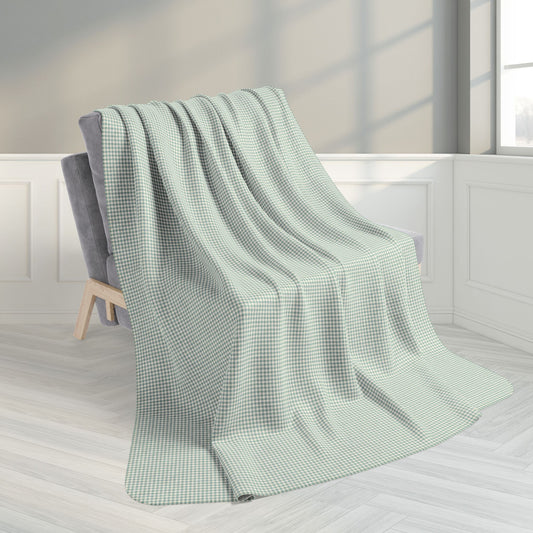 60" × 80" Grey Green & Cream Gingham Fleece Sherpa Blanket