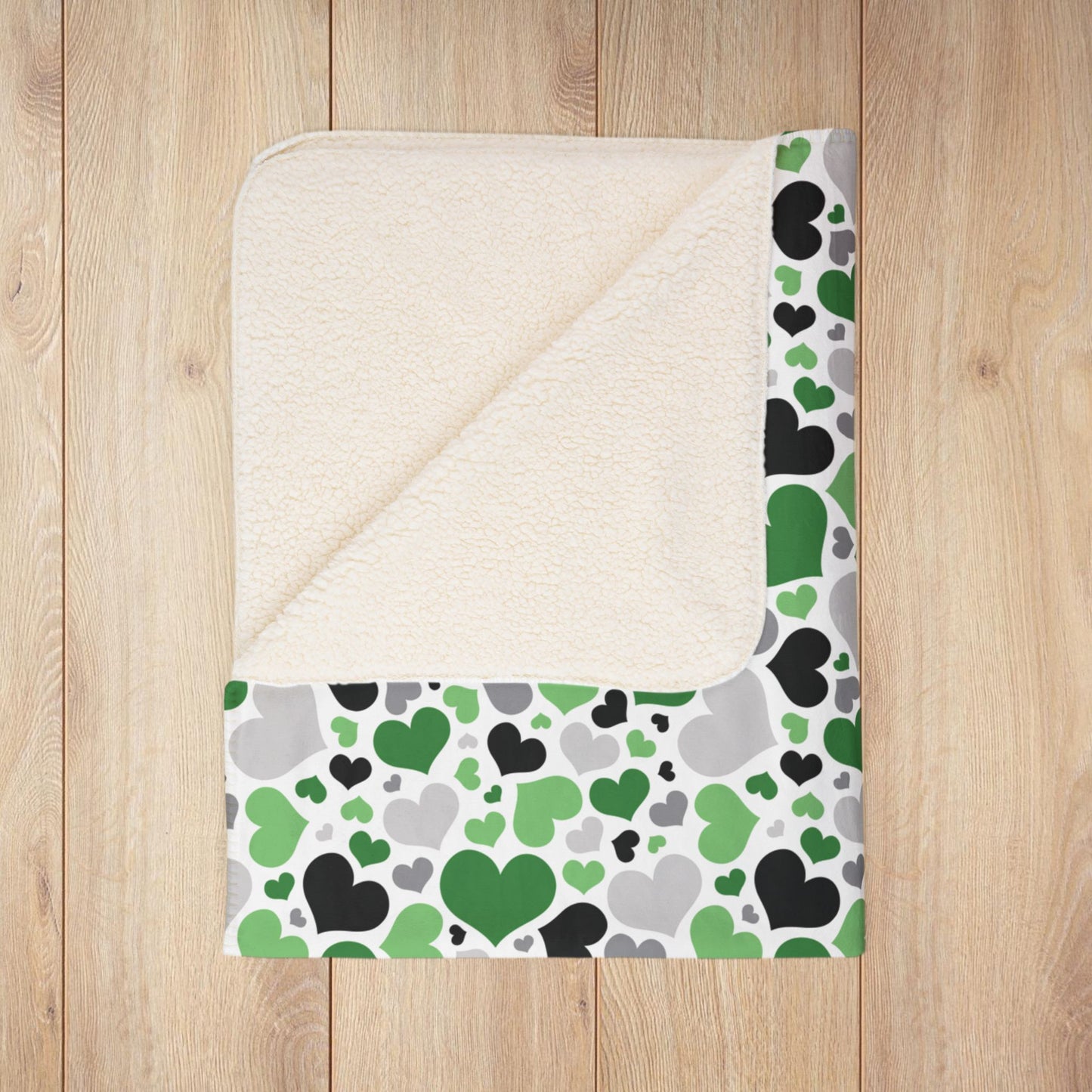 Demiromantic Pride Valentine’s Day Hearts White Fleece Sherpa Blanket