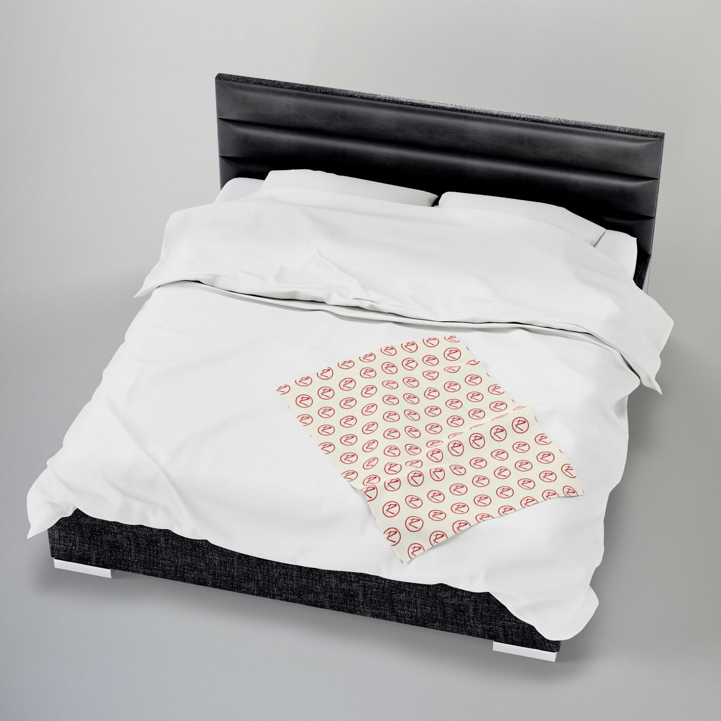 Red Rambler Logo Ivory Velveteen Plush Blanket