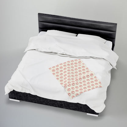 Red Rambler Logo Ivory Velveteen Plush Blanket