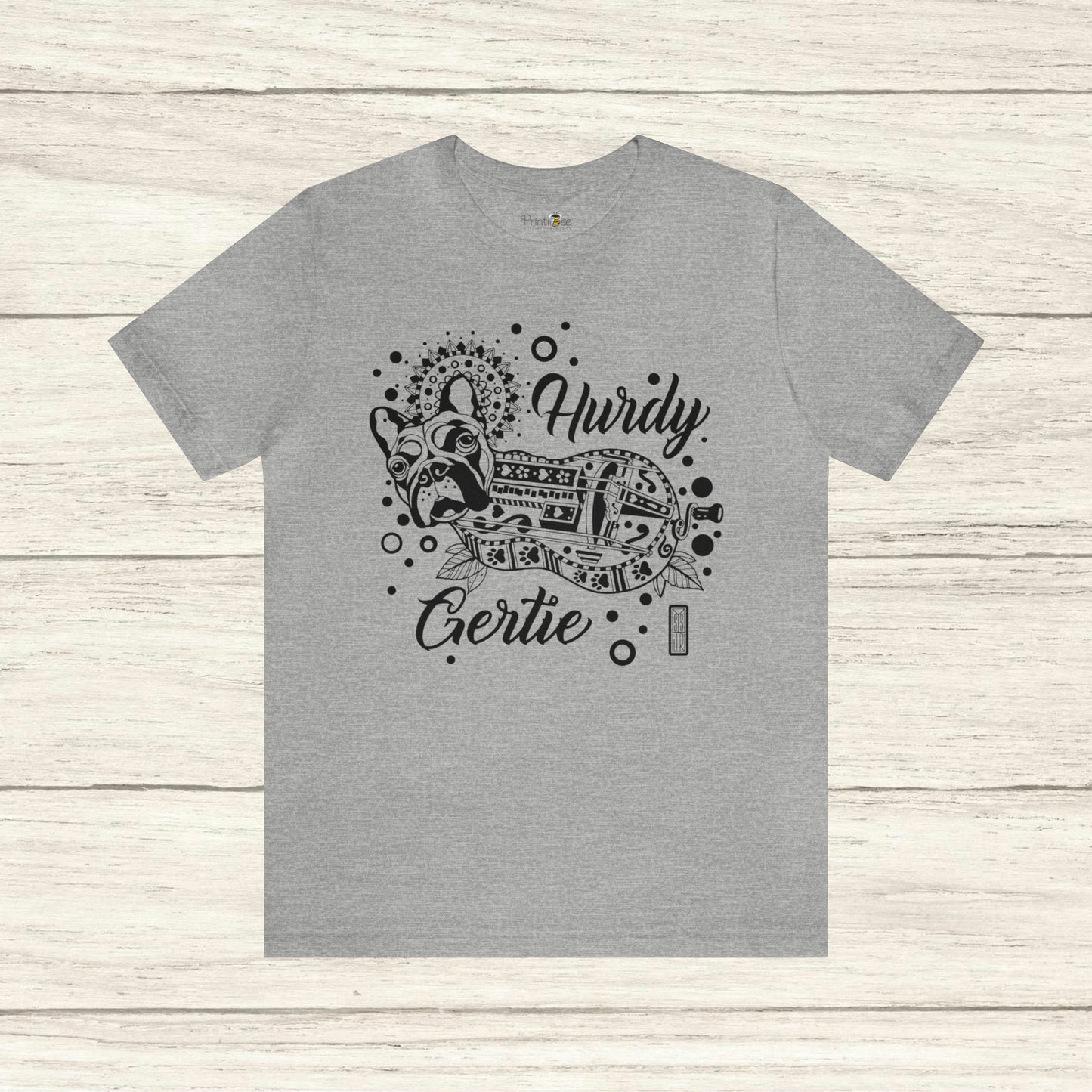 Hurdy Gertie Tee, Chemise Frenchton Dog Line Art