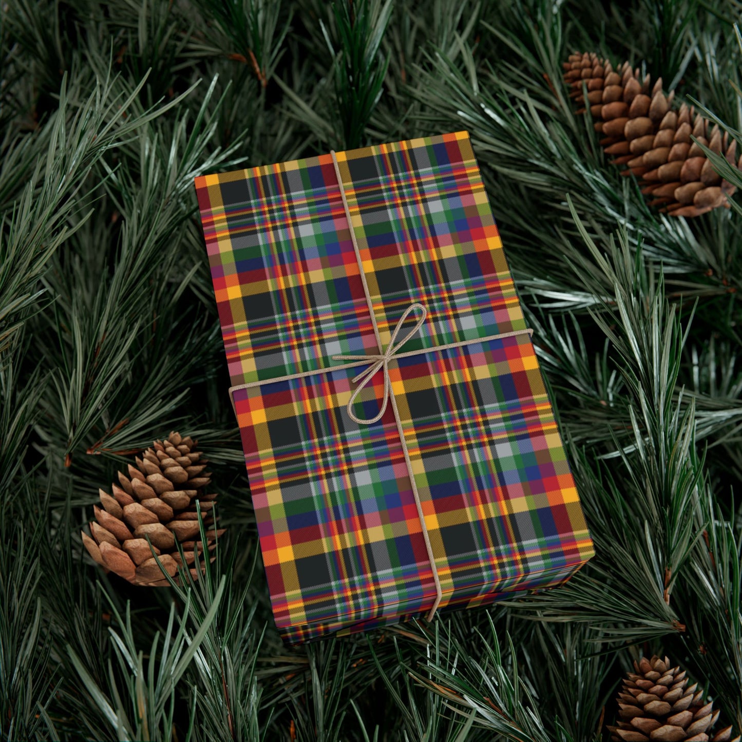 Christmas Black & Gold Pittsburgh PA Plaid Gift Wrapping Paper Roll