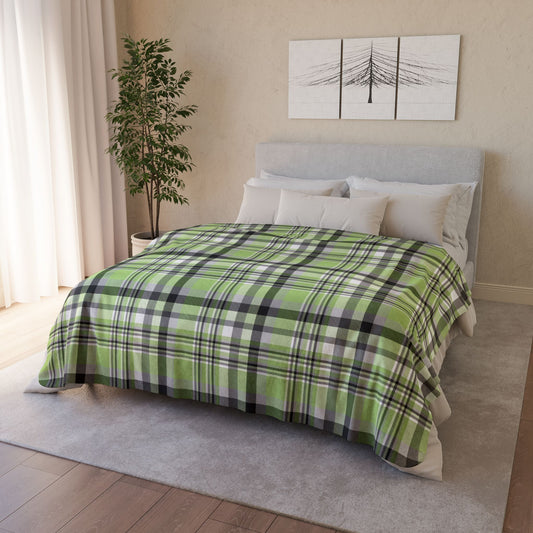 60" × 80" Beige Agender Pride Plaid Fleece Sherpa Blanket