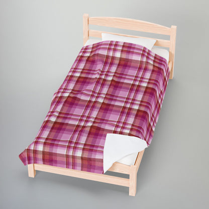 Lesbian Pink Pride Plaid Velveteen Plush Blanket