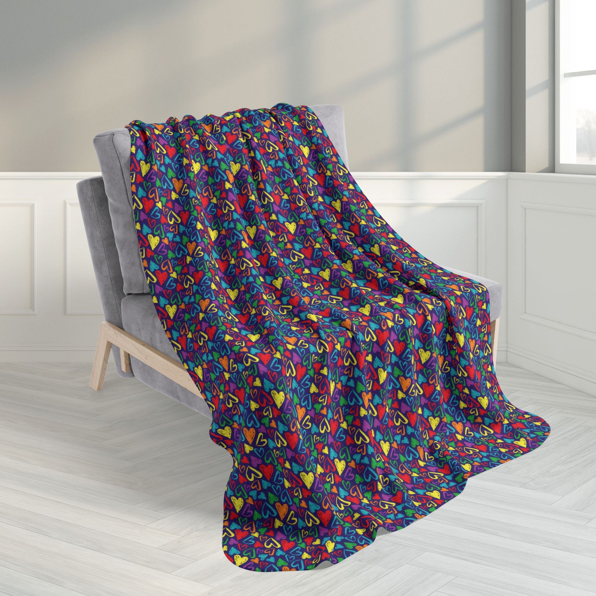 Rainbow Pride Hearts Fleece Sherpa Blanket