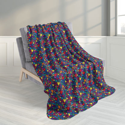 50" × 60" Rainbow Pride Hearts Fleece Sherpa Blanket