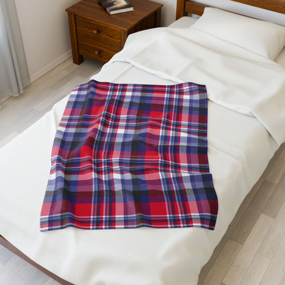 Nautical Red Plaid Velveteen Plush Blanket
